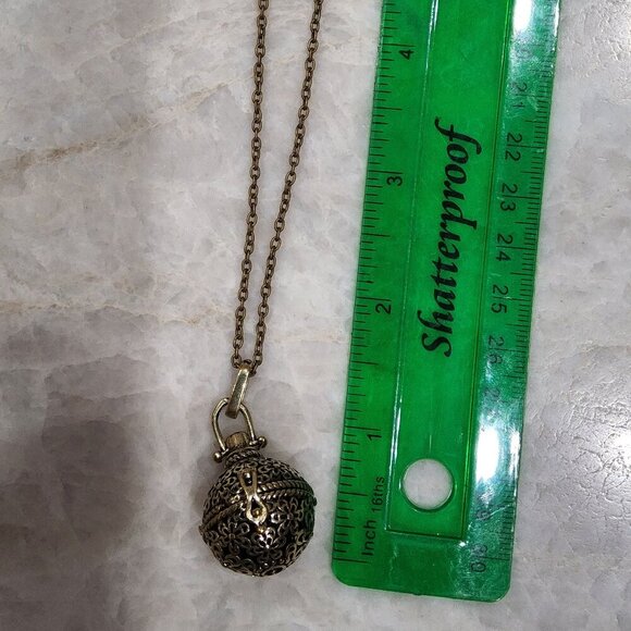 Filigree Diffuser Necklace, Lava Stone - Picture 3 of 4